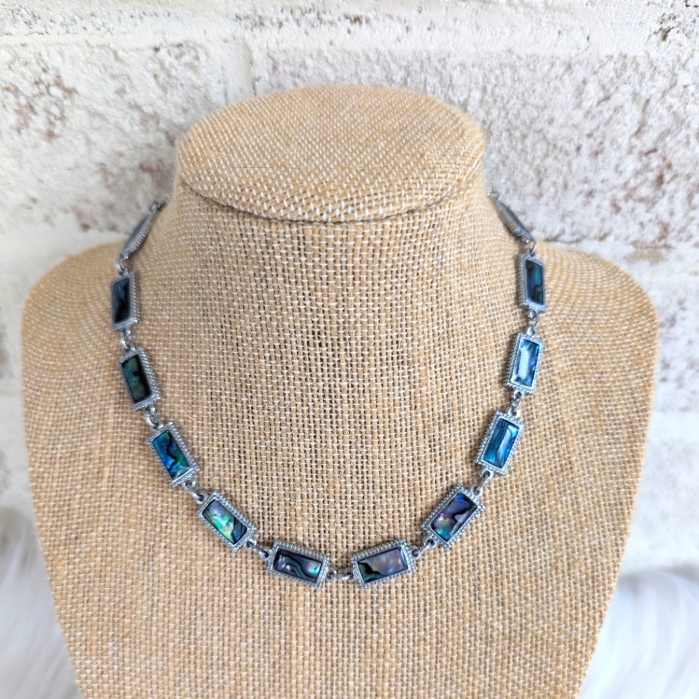 Abolone Shell Adjustable Rectangular Link Choker … - image 5